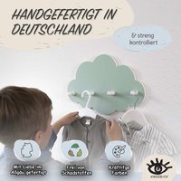 Kindsblick® Wolkengarderobe in Mintgrün Incl. Din A4 Poster-Garderobe Mit 4 Kleiderhaken Für Kinder Deko Babyzimmer Wandtattoo von Kindsblick