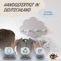 Kindsblick ® Wolkengarderobe in Grau Incl. Din A4 Poster - Garderobe Mit 4 Kleiderhaken Für Kinder Deko Babyzimmer Wandtattoo von Kindsblick