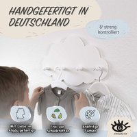 Kindsblick ® Wolkengarderobe in Weiß Incl. Din A4 Poster - Garderobe Mit 4 Kleiderhaken Für Kinder Deko Babyzimmer Wandtattoo von Kindsblick