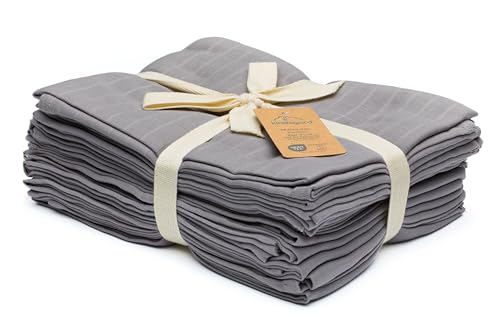 Kindsgard Mullwindeln „bovbov“ – Grau – 10er-Pack aus 100% Baumwolle – extra saugfähig, weich & atmungsaktiv – Spucktücher & Alltagshelfer – Unisex Baby Basics – ideal für Neugeborene & unterwegs von Kindsgard