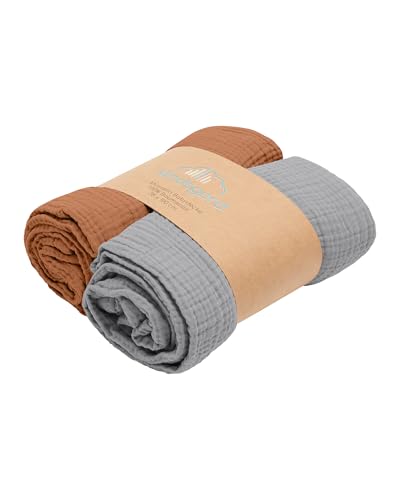 Kindsgard Musselindecke himsky Zimt/Grau 2er-Pack - 100% Baumwolle - Kuschelweiche und atmungsaktive Babydecke - 75 x 100 cm Kindsgard Musselindecke himsky Zimt/Grau 2er-Pack - 100% Baumwolle - Kuschelweiche und atmungsaktive Babydecke - 75 x 100 cm von Kindsgard