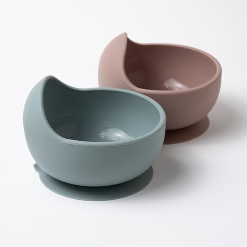 Kindsgard Silikon Schüssel 2er Set Silkaly – rutschfeste Breischale mit Saugnapf – 100 % Silikon, BPA-frei, mikrowellen- & spülmaschinengeeignet – langlebig & hochwertig (Rosa & Mint) von Kindsgard