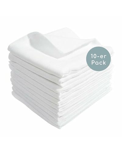 Kindsgard Mullwindeln Weiß 70 x70 cm - 10er-Pack - 100% Baumwolle - Mulltücher Baby - Windeln aus Baumwolle - Perfekt für die Babyerstausstattung von Kindsgard
