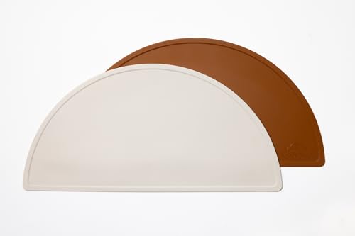 kindsgard Silikon Tischset „silmat“ – 2er Set rutschfeste Platzdeckchen für Kinder – BPA-frei, pflegeleicht & spülmaschinenfest – Flexible Tischunterlage aus hochwertigem Silikon (Beige & Zimt) von Kindsgard