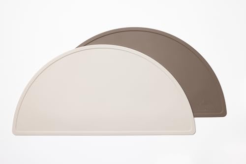 kindsgard Silikon Tischset „silmat“ – 2er Set rutschfeste Platzdeckchen für Kinder – BPA-frei, pflegeleicht & spülmaschinenfest – Flexible Tischunterlage aus hochwertigem Silikon (Braun & Beige) von Kindsgard