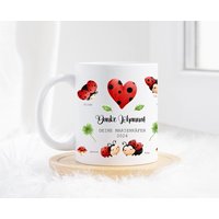 Abschiedsgeschenk Kindergarten, Personalisierte Tasse, Abschied Erzieherin Geschenk, Verabschiedung Erzieher, Marienkäfer Gruppe Ausgeflogen von Kindsglueck