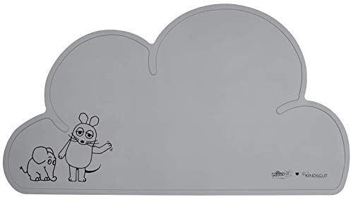 Kindsgut Platzdeckchen X Die Maus und der Elefant aus Silikon, Tischschutz, Wolkenform, Unterstützung am Esstisch, Hellgrau von Kindsgut
