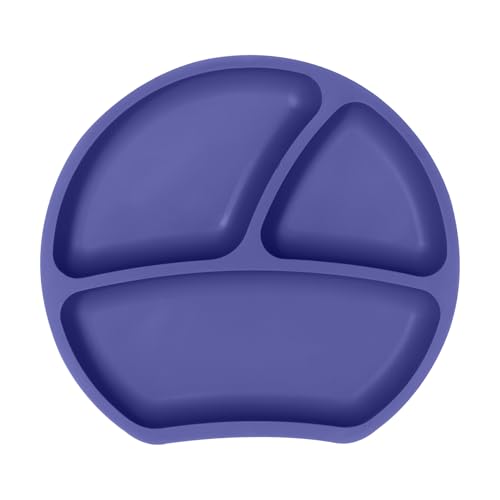 Kindsgut Silikonteller, Sauggeschirr aus Silikon, guter Halt und rutschfest dank Saugnapf, Lila von Kindsgut