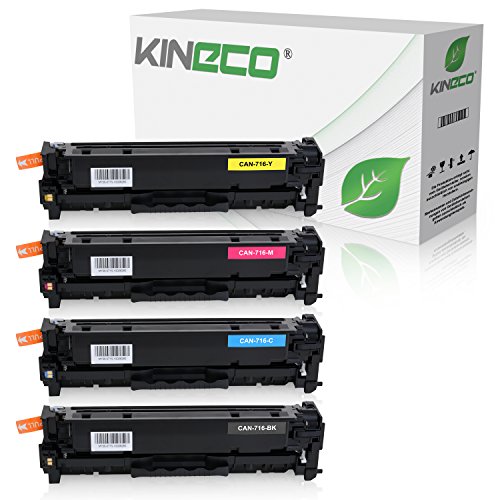 4 KinecoToner kompatibel mit Canon 716 für LBP-5050, I-Sensys LBP-8030CN, MF8040CN, MF8050CN, MF8080CW - Schwarz 2.200 Seiten, Color je 1.400 Seiten von Kineco