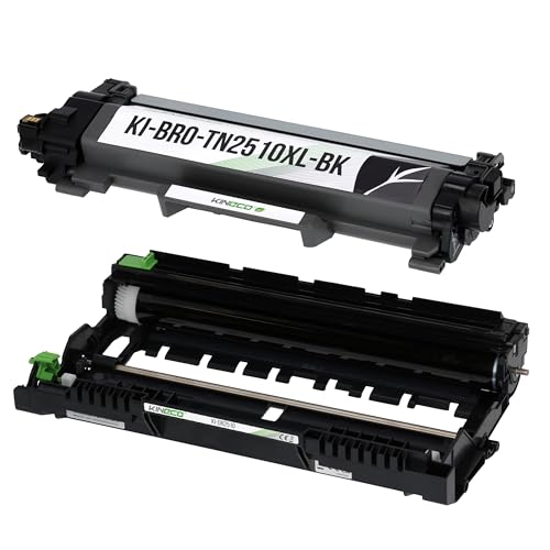 Kineco TN2510XL + DR2510 Trommeleinheit kompatibel für Brother HL-L2400DWE MFC-L2835DW DCP-L2660DW HL-L2445DW MFC-L2827DW,TN-2510XL mit DR-2510 / Schwarz (2er Pack) von Kineco