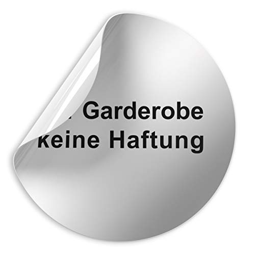 Kinekt3d Leitsysteme Folienschild Schild - Für Garderobe Keine Haftung - D = 100 mm PVC Silber - Robuste Kratzfeste Folie - UV beständig - Perfekt für Glastüren und alle glatten Flächen von Kinekt3d Leitsysteme