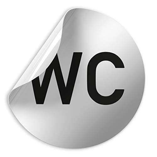 Folienschild • WC • D=100 mm Silber • Robuste Kratzfeste Folie • UV beständig • Perfekt für Glastüren und alle glatten Flächen von Kinekt3d Leitsysteme