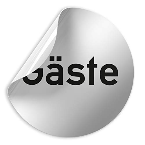 Türschilder24 Folienschild • Gäste WC • D=100 mm Silber • Robuste Kratzfeste Folie • UV beständig • Perfekt für Glastüren und alle glatten Flächen von Türschilder24