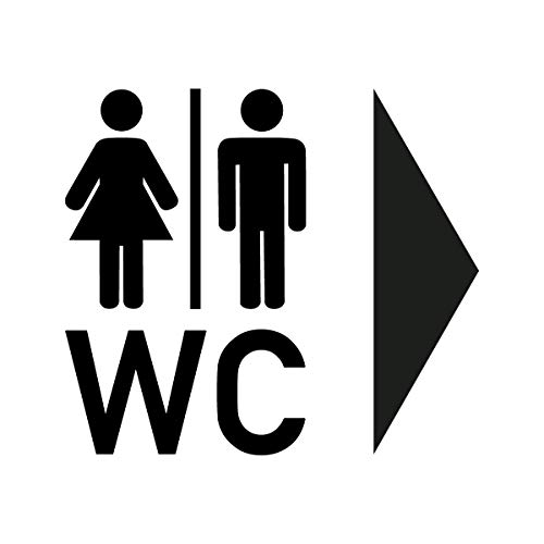 Kinekt3D Leitsysteme Konturschnitt Textaufkleber • WC + Piktogramm rechts • Profi Folienverklebung konturgeschnittetener Texte und Motive • Schilder - Türschilder (Ohne Folienrakel) von Kinekt3D Leitsysteme