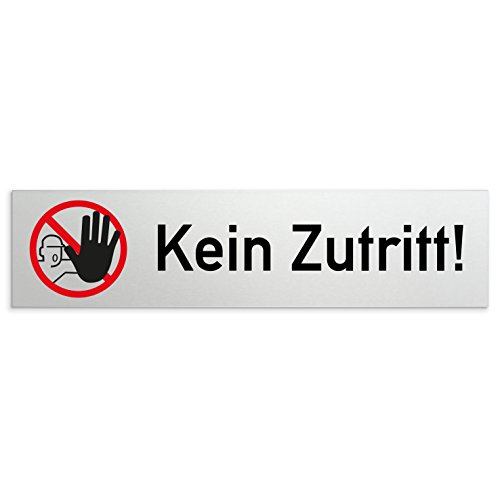 Kinekt3d Leitsysteme Schild/Türschild 160 x 40 x 1,5 mm - Aluminium Vollmaterial eloxiert - Oberfläche in geschliffener Edelstahloptik - 100% Made in Germany (Kein Zutritt) von Kinekt3d Leitsysteme