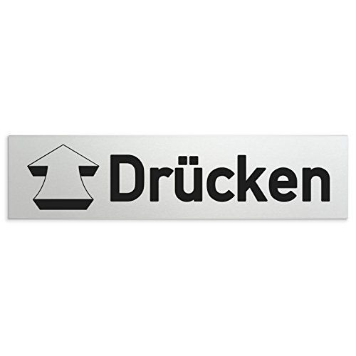 Türschilder24 Aluminium Türschild Drücken 160 x 40 x 1,5mm (Oberfläche veredelt) • Selbstklebend von Türschilder24