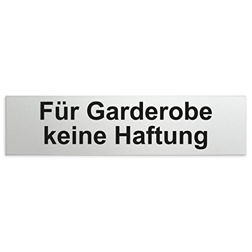 Türschilder24 Aluminium Türschild Für Garderobe Keine Haftung 160 x 40 x 1,5mm (Oberfläche veredelt) • Selbstklebend von Türschilder24