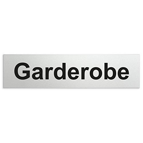 Türschilder24 Aluminium Türschild Garderobe 160 x 40 x 1,5mm (Oberfläche veredelt) • Selbstklebend von Türschilder24