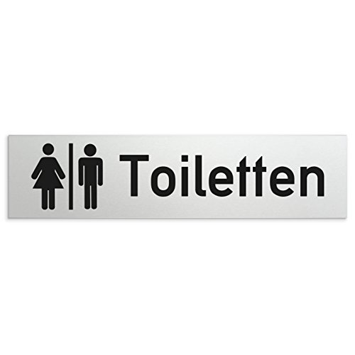 Türschilder24 Aluminium Türschild Toiletten 160 x 40 x 1,5mm (Oberfläche veredelt) • Selbstklebend von Türschilder24