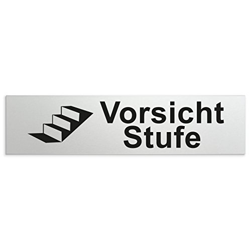 Türschilder24 Aluminium Türschild Vorsicht Stufe 160 x 40 x 1,5mm (Oberfläche veredelt) • Selbstklebend von Türschilder24