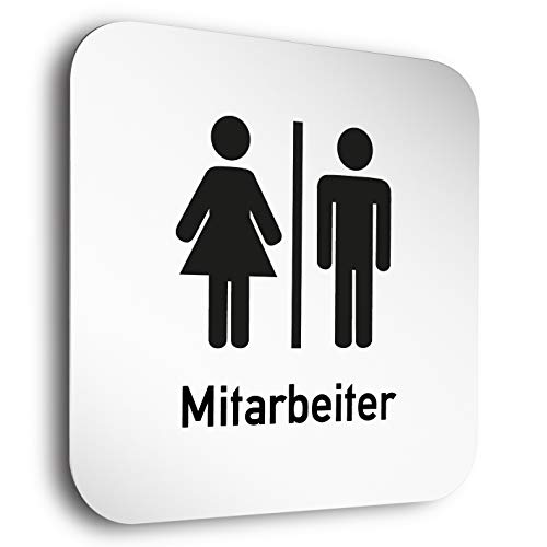 Aluminium- Türschilder der Extraklasse! • "Mitarbeiter WC" • Toilettenschild in der Größe 150 x 150 mm • oberflächenveredeltes Aluminium von Kinekt3d Leitsysteme