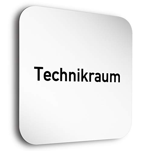 Kinekt3d Leitsysteme Schilder aus 1,5 mm Alu Vollmaterial • 150 x 150 mm • Besonderheit: unsichtbare 5 mm Abstandhalter verleihen dem Türschild einen exklusiven schwebe Effekt (Technikraum) von Kinekt3d Leitsysteme