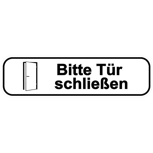 Türschilder24 "Bitte Tür schließen Aufkleber/Türaufkleber/Türschild/PVC Hinweisschild 180mm x 50mm Weiß/Schwarz selbstklebend von Türschilder24