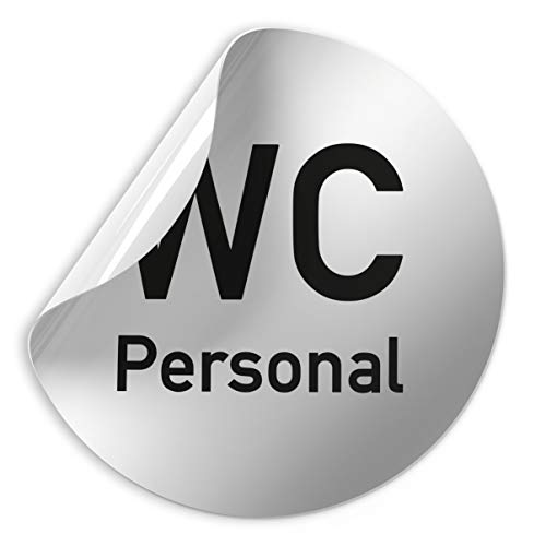 Folienschild Schild - Personal + WC - D = 100 mm PVC Silber - Robuste kratzfeste Folie - UV beständig - Perfekt für Glastüren und alle glatten Flächen von Kinekt3d Leitsysteme