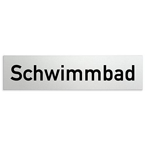 Türschilder24 Aluminium Türschild Schwimmbad 160 x 40 x 1,5mm (Oberfläche veredelt) • Selbstklebend von Türschilder24