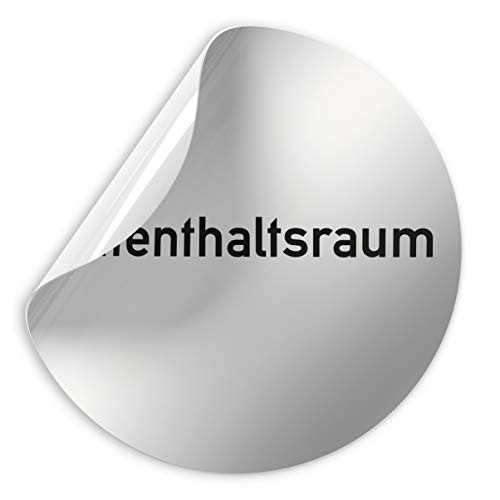 Kinekt3d Leitsysteme Folienschild Schild - Aufenthaltsraum - D = 100 mm PVC Silber - Robuste Kratzfeste Folie - UV beständig - Perfekt für Glastüren und alle glatten Flächen von Kinekt3d Leitsysteme