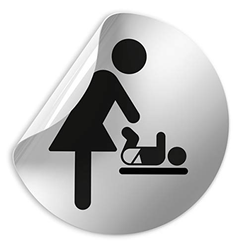 Kinekt3d Leitsysteme Folienschild Schild - D = 100 mm PVC Silber - Robuste Kratzfeste Folie - UV beständig - Perfekt für Glastüren und alle glatten Flächen (Wickelraum) von Kinekt3d Leitsysteme