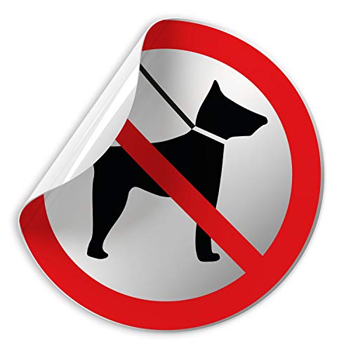Kinekt3d Leitsysteme Folienschild Schild - Hunde verboten - D = 100 mm PVC Silber - Robuste Kratzfeste Folie - UV beständig - Perfekt für Glastüren und alle glatten Flächen von Kinekt3d Leitsysteme