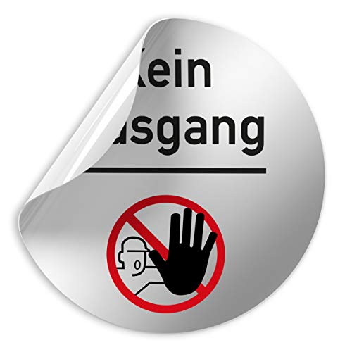 Folienschild Schild - Kein Ausgang Rot Stop - D = 100 mm PVC Silber - Robuste Kratzfeste Folie - UV beständig - Perfekt für Glastüren und alle glatten Flächen Folienschild Schild - Kein Ausgang Rot Stop - D = 100 mm PVC Silber - Robuste Kratzfeste Folie - UV beständig - Perfekt für Glastüren und alle glatten Flächen von Türschilder24