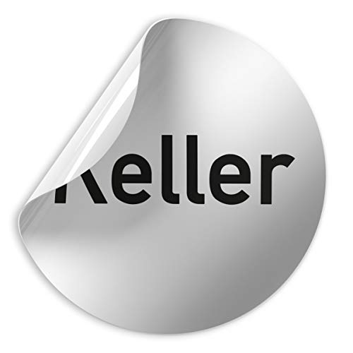 Kinekt3d Leitsysteme Folienschild Schild - Keller - D = 100 mm PVC Silber - Robuste Kratzfeste Folie - UV beständig - Perfekt für Glastüren und alle glatten Flächen von Kinekt3d Leitsysteme
