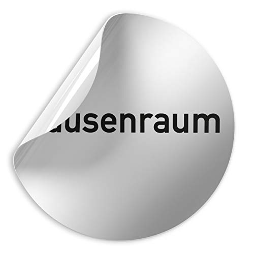 Kinekt3d Leitsysteme Folienschild Schild - Pausenraum - D = 100 mm PVC Silber - Robuste Kratzfeste Folie - UV beständig - Perfekt für Glastüren und alle glatten Flächen von Kinekt3d Leitsysteme