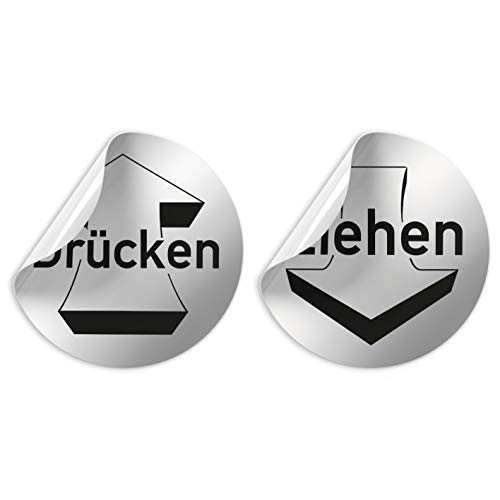 Kinekt3d Leitsysteme Folienschild Schild – Set Drücken + Ziehen - D = 100 mm PVC Silber - Robuste Kratzfeste Folie - UV beständig - Perfekt für Glastüren und alle glatten Flächen von Kinekt3d Leitsysteme