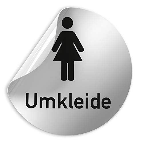 Kinekt3d Leitsysteme Folienschild Schild - Umkleide Damen - D = 100 mm PVC Silber - Robuste Kratzfeste Folie - UV beständig - Perfekt für Glastüren und alle glatten Flächen von Kinekt3d Leitsysteme