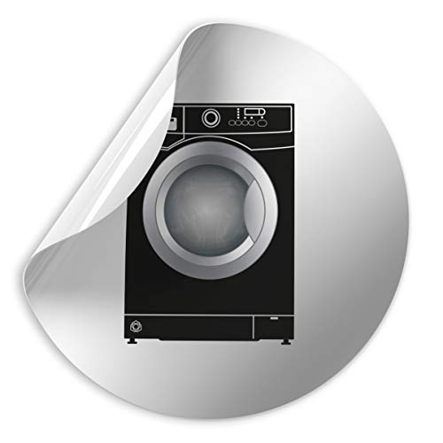 Kinekt3d Leitsysteme Folienschild Schild - Waschküche + Motiv Waschmaschine - D = 100 mm PVC Silber - Robuste Kratzfeste Folie - UV beständig - Perfekt für Glastüren und alle glatten Flächen von Kinekt3d Leitsysteme