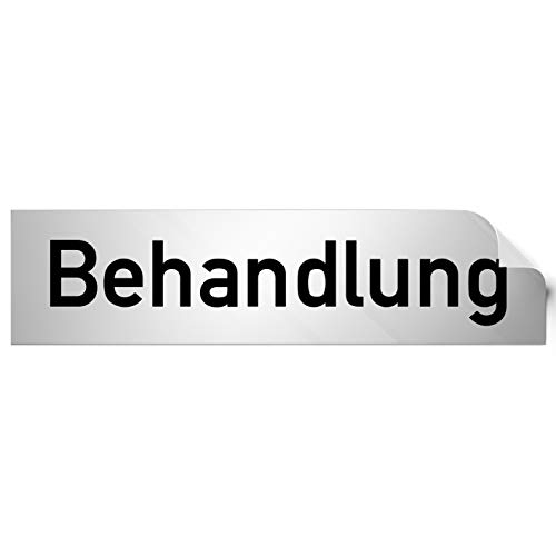 Kinekt3d Leitsysteme Folienschild Türschild • Behandlung • PVC Hinweisschild • 160 x 40 mm Silber • selbstklebend • Kratzfester Druck • UV Beständig von Kinekt3d Leitsysteme