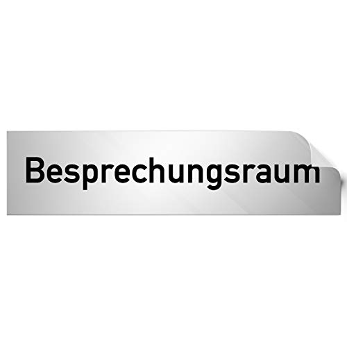 Kinekt3d Leitsysteme Folienschild Türschild • Besprechungsraum • PVC Hinweisschild • 160 x 40 mm Silber • selbstklebend • Kratzfester Druck • UV Beständig von Kinekt3d Leitsysteme