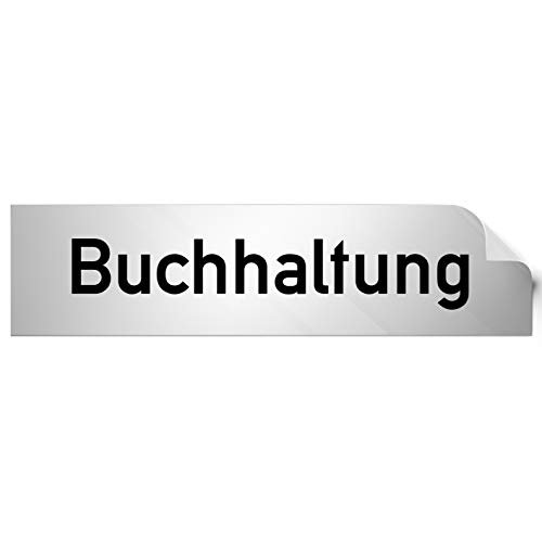 Kinekt3d Leitsysteme Folienschild Türschild • Buchhaltung • PVC Hinweisschild • 160 x 40 mm Silber • selbstklebend • Kratzfester Druck • UV Beständig von Kinekt3d Leitsysteme