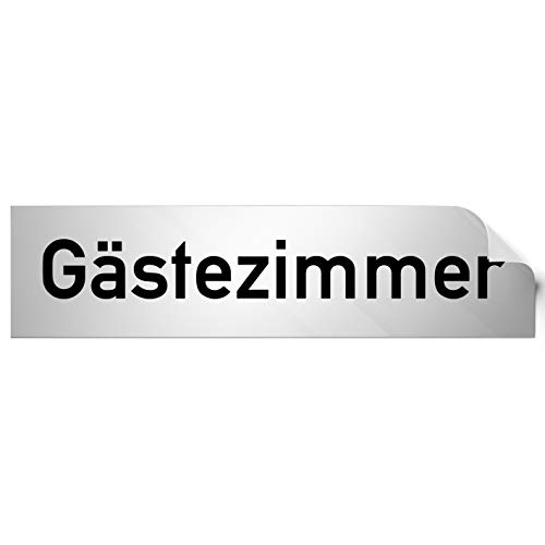 Kinekt3d Leitsysteme Folienschild Türschild • Gästezimmer • PVC Hinweisschild • 160 x 40 mm Silber • selbstklebend • Kratzfester Druck • UV Beständig von Kinekt3d Leitsysteme