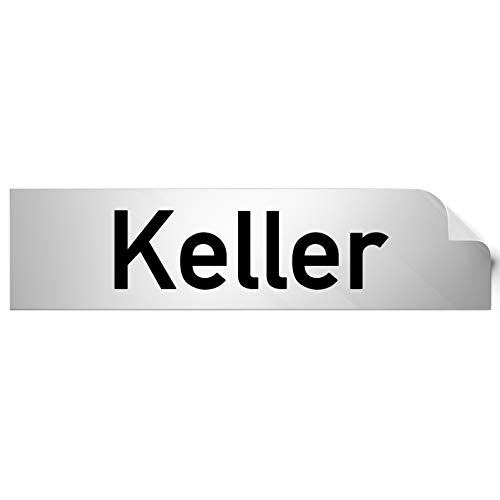 Kinekt3d Leitsysteme Folienschild Türschild • Keller • PVC Hinweisschild • 160 x 40 mm Silber • selbstklebend • Kratzfester Druck • UV Beständig von Kinekt3d Leitsysteme
