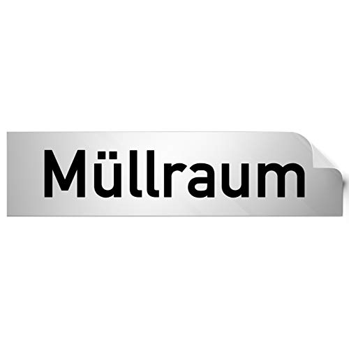 Kinekt3d Leitsysteme Folienschild Türschild • Müllraum • PVC Hinweisschild • 160 x 40 mm Silber • selbstklebend • Kratzfester Druck • UV Beständig von Kinekt3d Leitsysteme