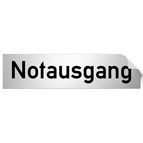 Kinekt3d Leitsysteme Folienschild Türschild • Notausgang • PVC Hinweisschild • 160 x 40 mm Silber • selbstklebend • Kratzfester Druck • UV Beständig von Kinekt3d Leitsysteme