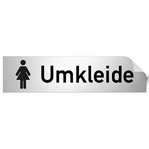 Kinekt3d Leitsysteme Folienschild Türschild • Umkleide Damen • PVC Hinweisschild • 160 x 40 mm Silber • selbstklebend • Kratzfester Druck • UV Beständig von Kinekt3d Leitsysteme