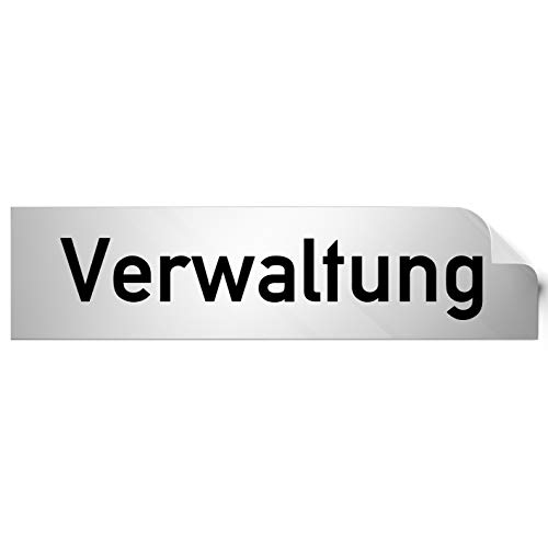 Kinekt3d Leitsysteme Folienschild Türschild • Verwaltung • PVC Hinweisschild • 160 x 40 mm Silber • selbstklebend • Kratzfester Druck • UV Beständig von Kinekt3d Leitsysteme