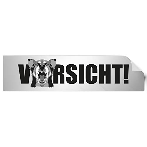 Kinekt3d Leitsysteme Folienschild Türschild • Vorsicht bissiger Hund 3 • PVC Hinweisschild • 160 x 40 mm Silber • selbstklebend • Kratzfester Druck • UV Beständig von Kinekt3d Leitsysteme