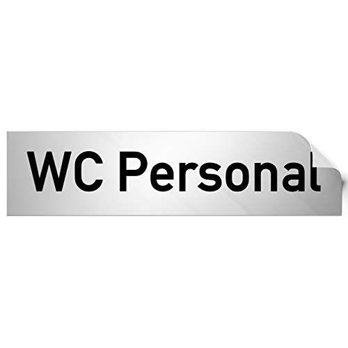 Kinekt3d Leitsysteme Folienschild Türschild • WC Personal • PVC Hinweisschild • 160 x 40 mm Silber • selbstklebend • Kratzfester Druck • UV Beständig von Kinekt3d Leitsysteme