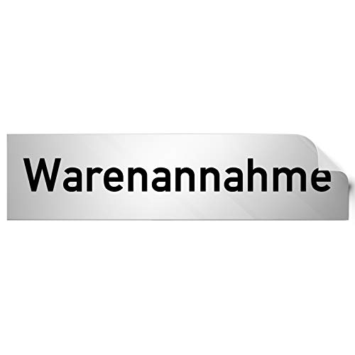 Kinekt3d Leitsysteme Folienschild Türschild • Warenannahme • PVC Hinweisschild • 160 x 40 mm Silber • selbstklebend • Kratzfester Druck • UV Beständig von Kinekt3d Leitsysteme